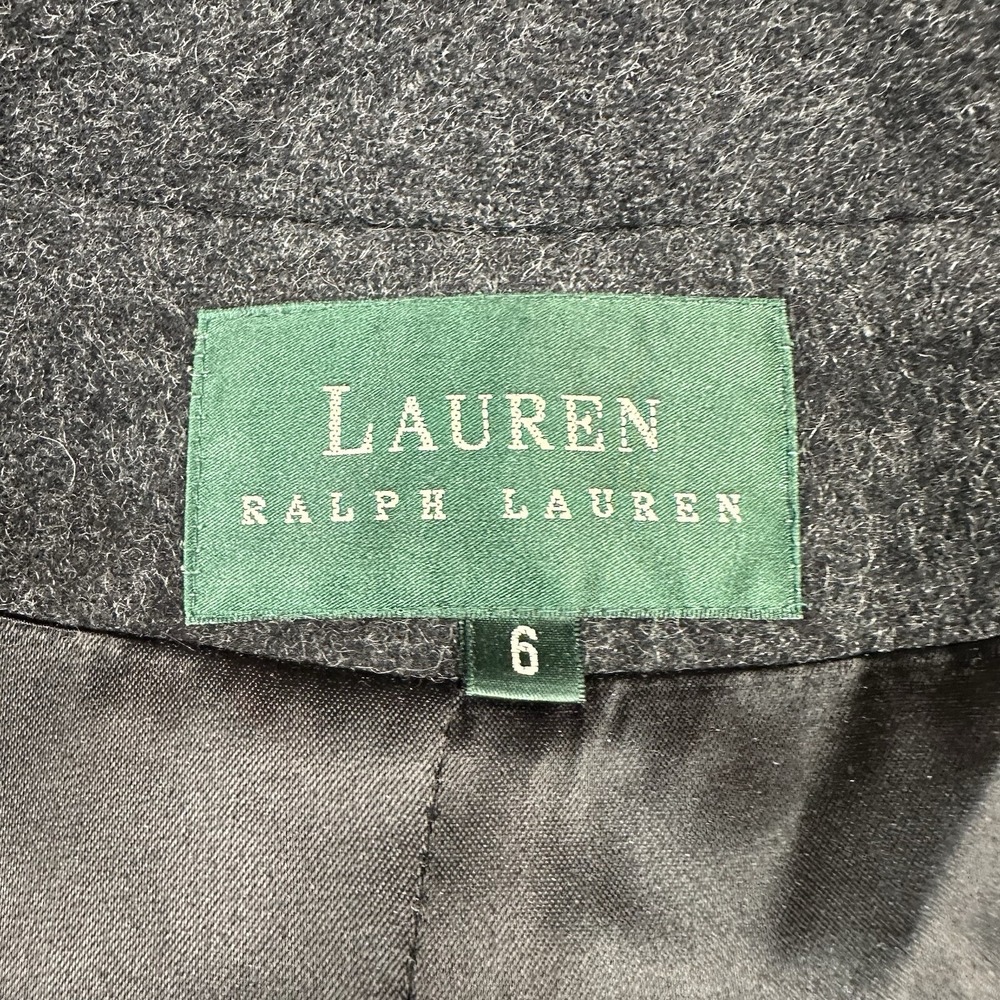 Vtg Ralph Lauren 100% Wool Overcoat Size 6 USA Made Satin Lined Gray Mid Length - Picture 7 of 15